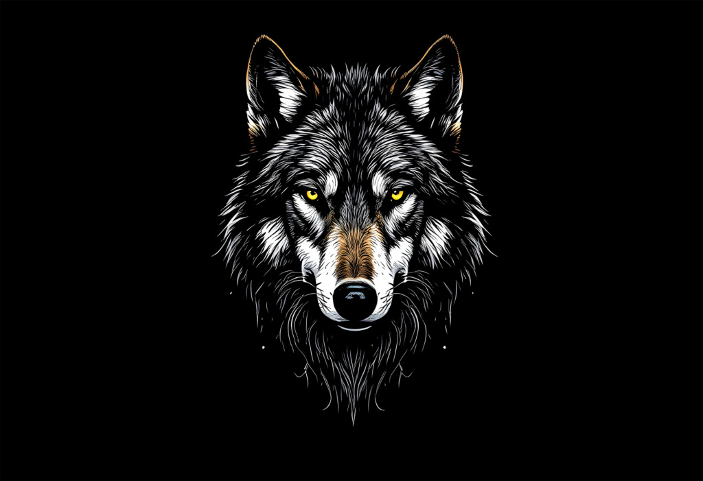 This striking t-shirt design features a beautifully illustrated wolf head, showcasing intricate details in the fur and piercing yellow eyes. The wolf is depicted against a solid black background, enhancing the vividness of the artwork. This design is perfect for animal lovers and those who appreciate nature-inspired fashion. Available for free download in the public domain (CC0), this graphic can be used for personal or commercial projects, making it an ideal choice for custom apparel, merchandise, or creative projects.